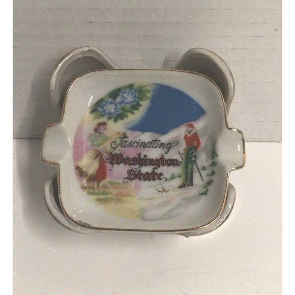 Vintage Washington State Souvenir Nesting Ashtray Set (4),small, - Picture 1 of 8